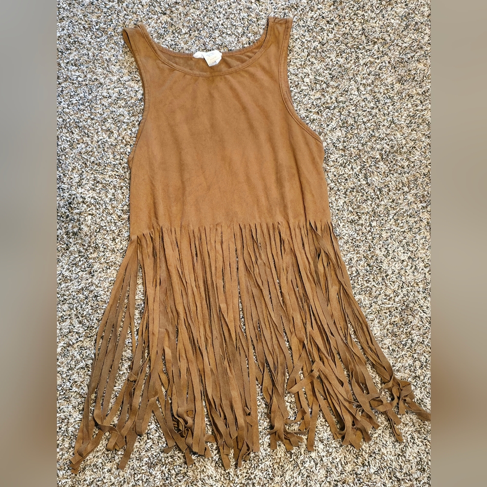Poetry Brown Tank Top Fringe Hem Boho Top Women's Size Medium